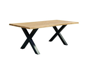 Стіл X - Factor live edge & black X legs дерев'яний з дуба