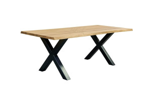 Elegant Table X - Factor Live Edge & Black X Legs in solid oak