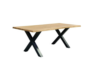 Стіл X - Factor live edge & black X legs дерев'яний з дуба