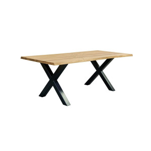 Elegant Table X - Factor Live Edge & Black X Legs in solid oak