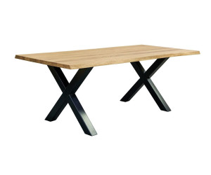 Стіл X - Factor live edge & black X legs дерев'яний з дуба