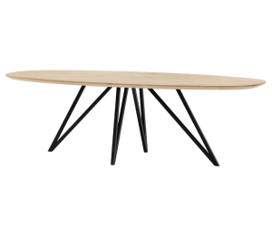 Oak table Oval Almond 220*110 & Star metal legs