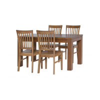 Set Table Simple 140/90/4 oak lacquer and chairs Victor oak lacquer ructic