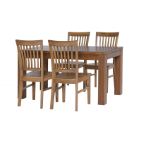 Set Table Simple 140/90/4 oak lacquer and chairs Victor oak lacquer ructic