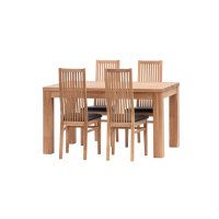 Комплект Стіл Simple 140/90/4 см дуб масло Стільці Line 4 шт дуб масло soft seat black