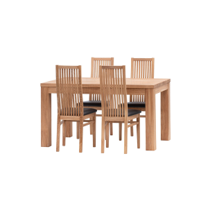 Комплект Стіл Simple 140/90/4 см дуб масло Стільці Line 4 шт дуб масло soft seat black