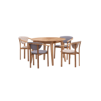 Комплект Стол RoundNew D90(130) и Стулья Axel 4 шт дуб масло soft seat austin beige 02 и austin 18 gray