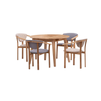 Комплект Стол RoundNew D90(130) и Стулья Axel 4 шт дуб масло soft seat austin beige 02 и austin 18 gray