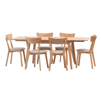 London Table 140(230)/90 and 6 Dallas Chairs in Oiled Oak Soft Seat Austin Beige 02