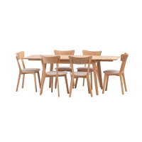 London Table 140(230)/90 and 6 Dallas Chairs in Oiled Oak Soft Seat Austin Beige 02