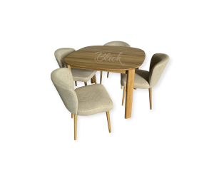 Rounded Table & Chairs 4 Reeds Oak Oil