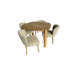 Rounded Oak Dining Table with 4 Reed Chairs – Austin 02 Beige Upholstery
