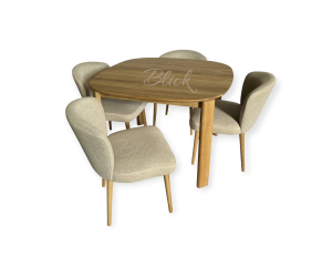 Rounded Table & Chairs 4 Reeds Oak Oil