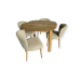 Rounded Oak Dining Table with 4 Reed Chairs – Austin 02 Beige Upholstery
