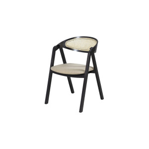 Стілець Гуру Cane масив дерева сидіння тканина беж 526x558x782 чорний