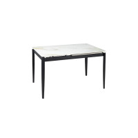 Стіл Хіт обідній розкладний 1200/1800х800х750 молочний глянець чорні ноги