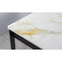 Стіл Хіт обідній розкладний 1200/1800х800х750 молочний глянець чорні ноги