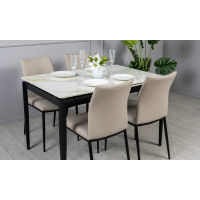 Стіл Хіт обідній розкладний 1200/1800х800х750 молочний глянець чорні ноги