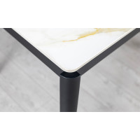 Стіл Хіт обідній розкладний 1200/1800х800х750 молочний глянець чорні ноги