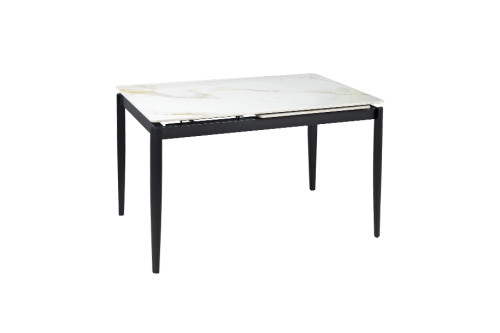 Стіл Хіт обідній розкладний 1200/1800х800х750 молочний глянець чорні ноги Стіл Хіт обідній розкладний 1200/1800х800х750 молочний глянець чорні ноги