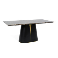 Стіл Арго обідній мармур глянцевий 1600x900x750 нога чорний горіх