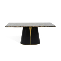 Стіл Арго обідній мармур глянцевий 1600x900x750 нога чорний горіх