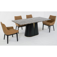 Стіл Арго обідній мармур глянцевий 1600x900x750 нога чорний горіх