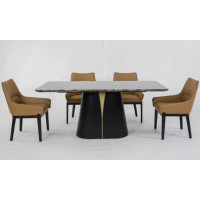 Стіл Арго обідній мармур глянцевий 1600x900x750 нога чорний горіх