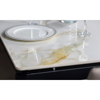 Стіл Хіт обідній розкладний 1200/1800х800х750 молочний глянець чорні ноги