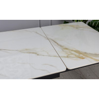 Стіл Хіт обідній розкладний 1200/1800х800х750 молочний глянець чорні ноги