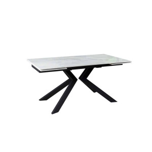 Стіл МОНАКО білий глянець 1600/2400×750 чорні ноги