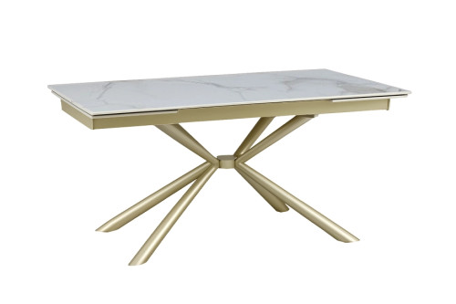 Стіл Рим обідній розкладний білий глянець 1800/2600x900x750 ноги шампань Стіл Рим обідній розкладний білий глянець 1800/2600x900x750 ноги шампань