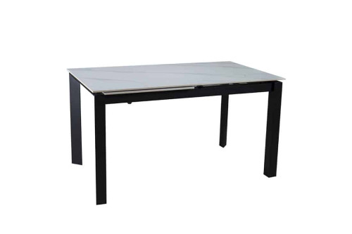 Стіл ЛАРС білий мат 1400/2000×750 чорні ноги