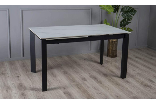 Стіл ЛАРС білий мат 1400/2000×750 чорні ноги