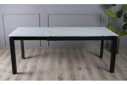 Стіл ЛАРС білий мат 1400/2000×750 чорні ноги