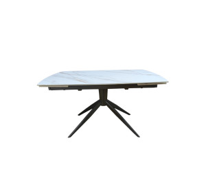 Стіл ВІРАЖ 1400/2000x900x750 молочний глянець чорні ноги