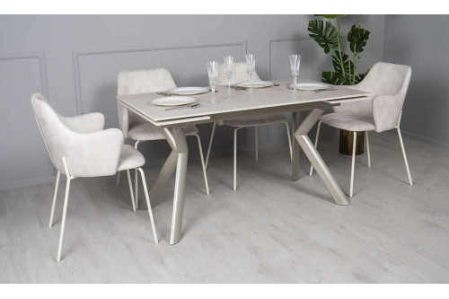 Стіл ДАВОН беж мат 1400/2000×750 ноги шампань