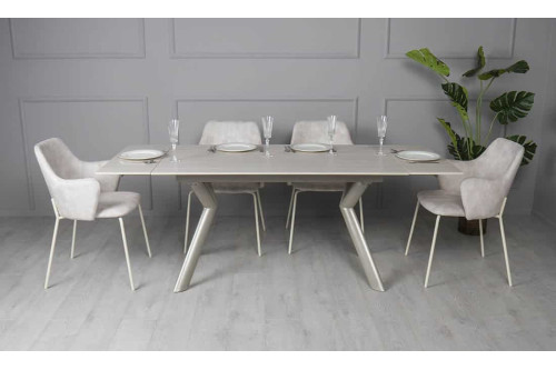 Стіл ДАВОН беж мат 1400/2000×750 ноги шампань