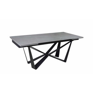 Стіл АСПЕН сірий мат 1800/2600×750 чорні ноги