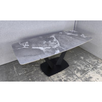 Стіл САЙМОН сірий глянець 1200/1800×800×750 чорні ноги