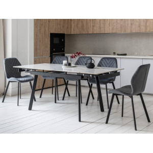 Керамічний стіл TM-98-1 білий мармур + чорний