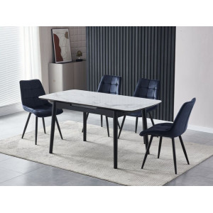 Керамічний стіл TM-87 білий мармур + чорний