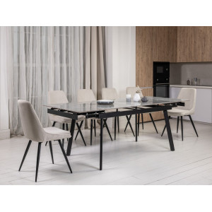 Керамічний стіл TM-98 б'янко каррара грей + чорний