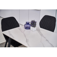 Обідній керамічний стіл TM-100 білий мармур + чорний