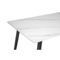 Обідній керамічний стіл TM-100 білий мармур + чорний