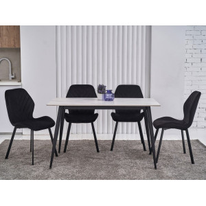 Обідній керамічний стіл TM-100 білий мармур + чорний  в меблі Blick 