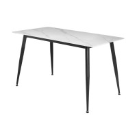 Обідній керамічний стіл TM-100 білий мармур + чорний