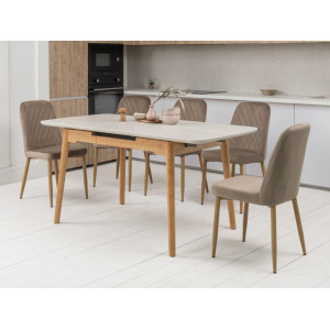 Керамічний стіл TM-76 травертін матовий + дуб