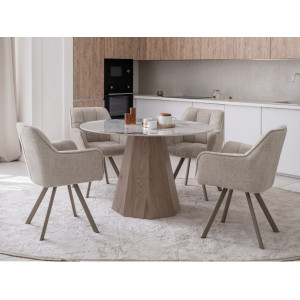 Керамічний стіл Квінто TM-300 голден сенд + дуб