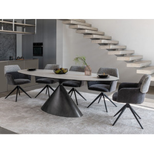 Керамічний стіл Тереза TML-1260 грей травертін + чорний